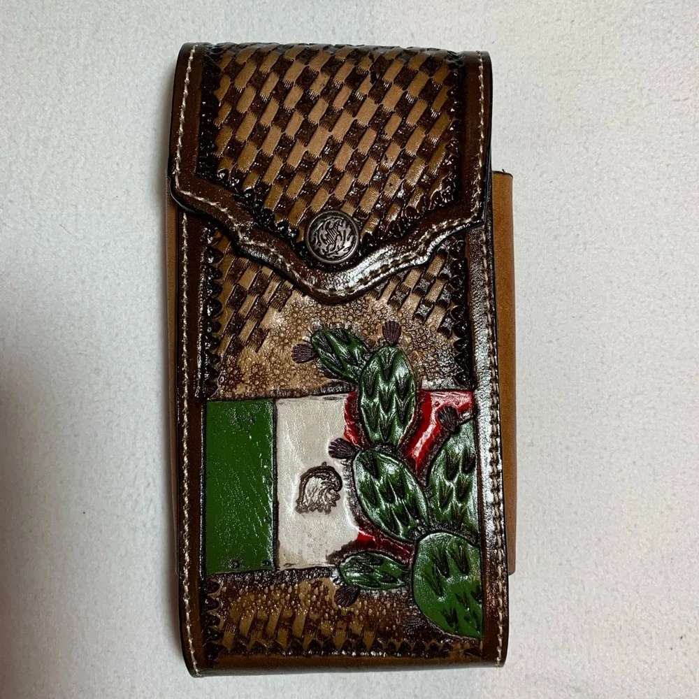 WESTERN LEATHER‎ CELL PHONE CASE, FUNDA VAQUERA DE CUERO COWBOY RODEO PHONE CASE